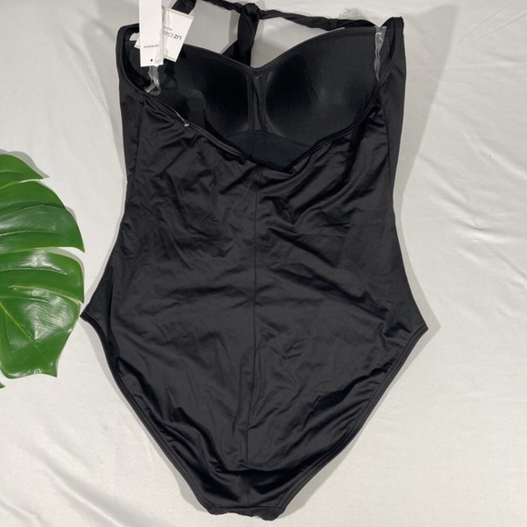 NWT Liz Claiborne [ 16W ] Sweetheart‎ Halter One Piece Swimsuit Black - Picture 6 of 12